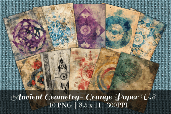 Ancient Geometry Antique Grunge Paper 8: A Fusion of Mysticism and Modern Design