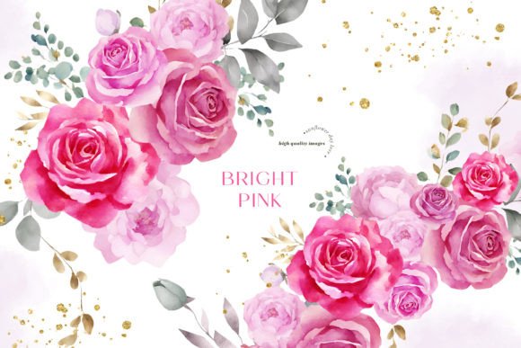 Elegant Bright Pink Flowers Clipart for Creative Projects
