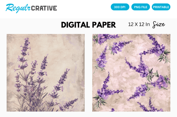 Elevating Digital Craftsmanship with the Vintage Lavender PNG Digital Paper Pack