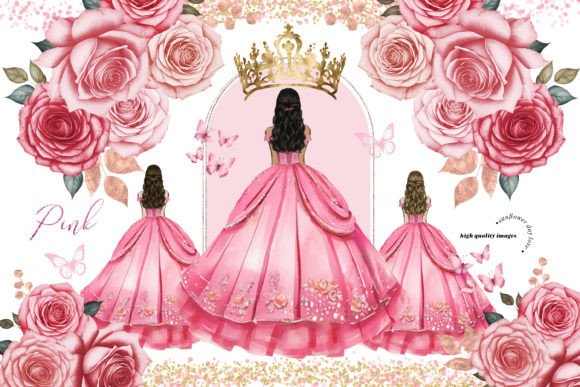 Pink Princess Quinceañera Clipart: A Creative Resource for Celebrations and Design