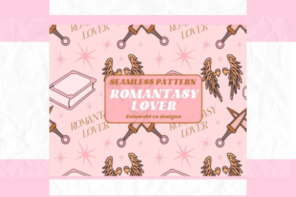 Romantasy Lover Reading Seamless Pattern