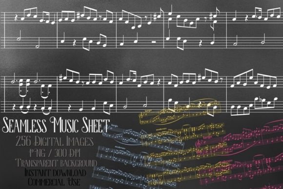 Seamless Music Sheet Overlay PNG for Creators