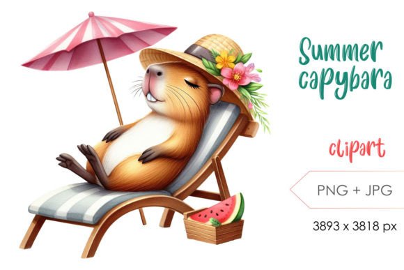 Summer Relax Capybara PNG Sublimation