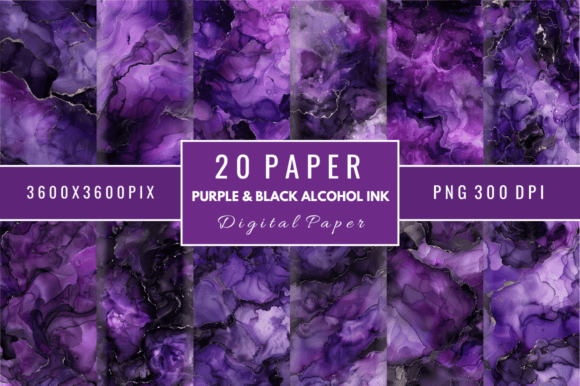 Transforming Visual Narratives with Purple Black Alcohol Ink Digital Paper