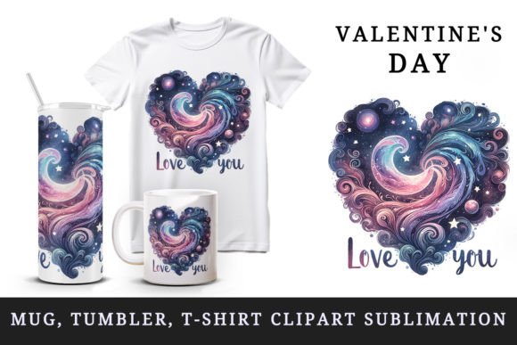 Valentine s Day Heart Mug Wrap Clipart Design