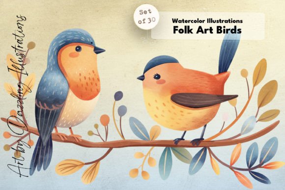 Watercolor Birds Whimsical Birds