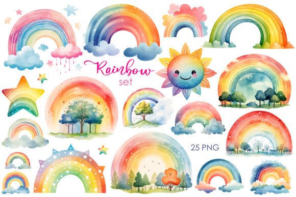 Watercolor Rainbow Set PNG Clipart: The Ultimate Resource for Creative Projects