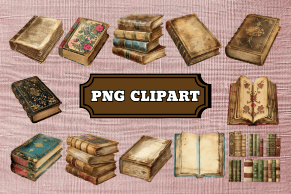 Watercolor Vintage Books Clipart Bundle: Bringing Literary Charm to Your Creative Projects