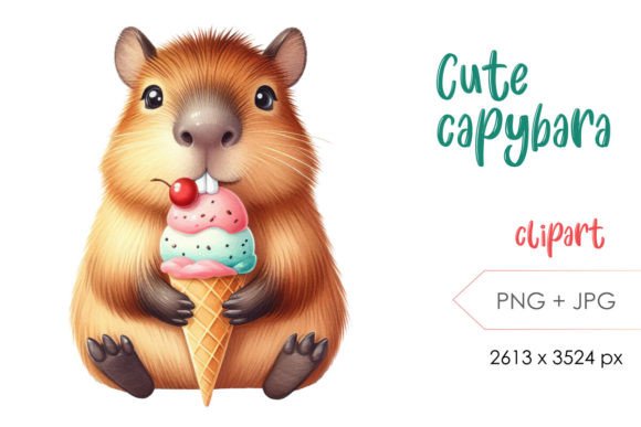 Whimsical Cute Capybara PNG Clipart